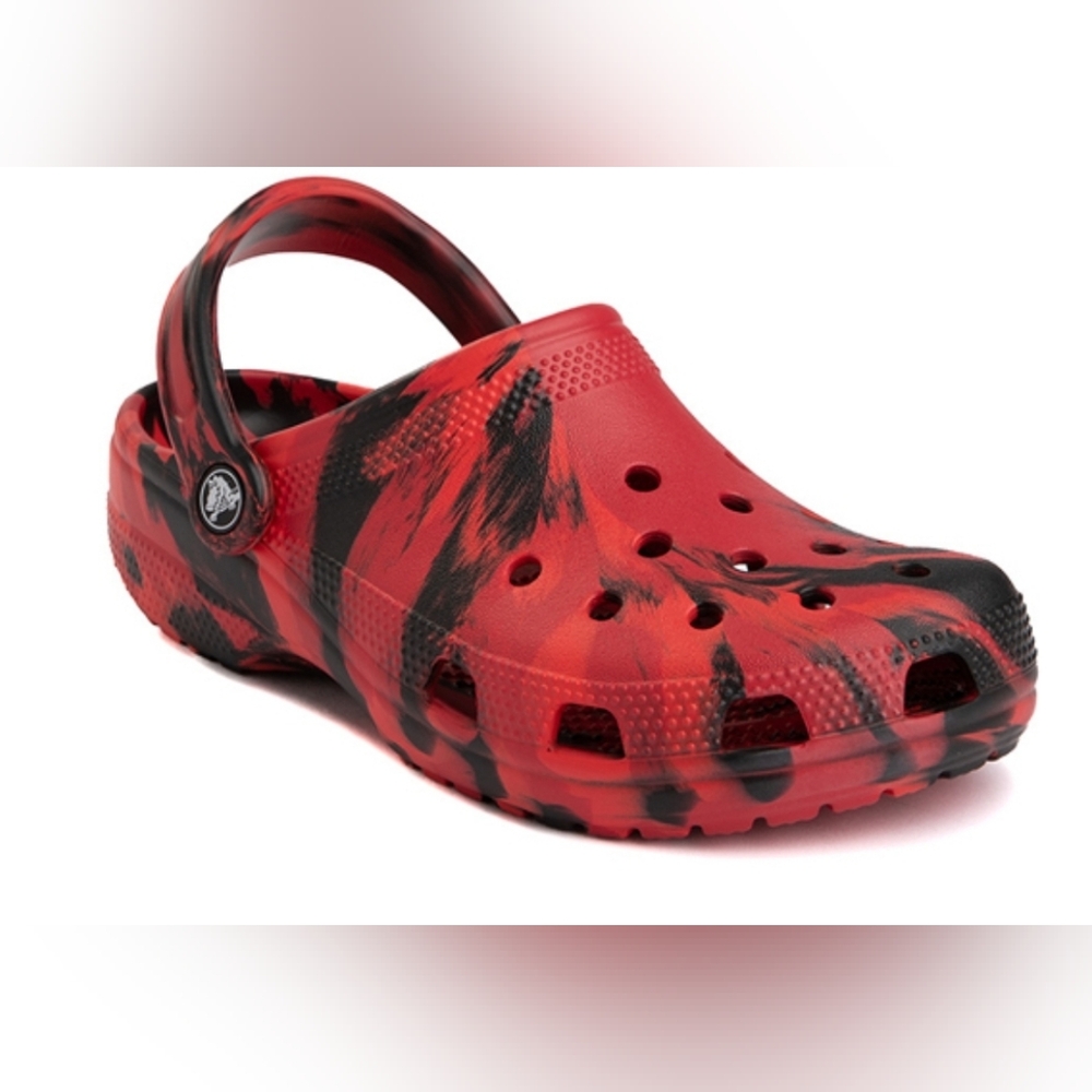 Crocs Classic Clog - Marbled Red / Black Kids Size 11